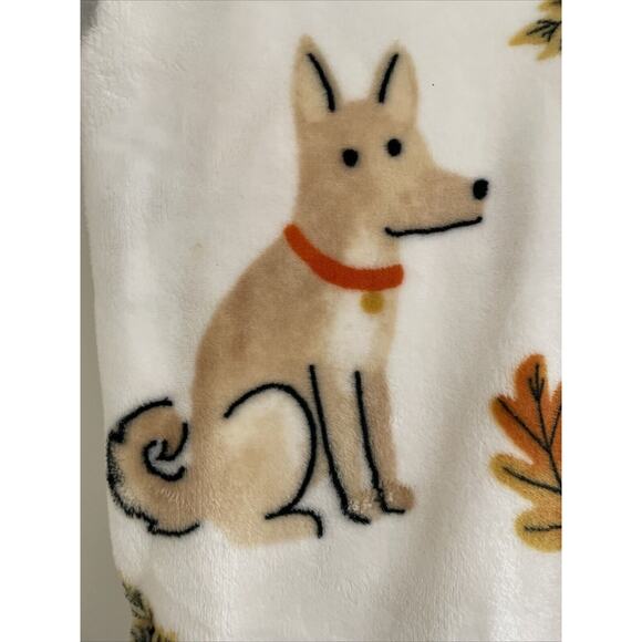 DOGS FALL In SWEATERS GLASSES LEAVES 50x70 Plush Throw Blanket Large Dog Print - Picture 4 of 10